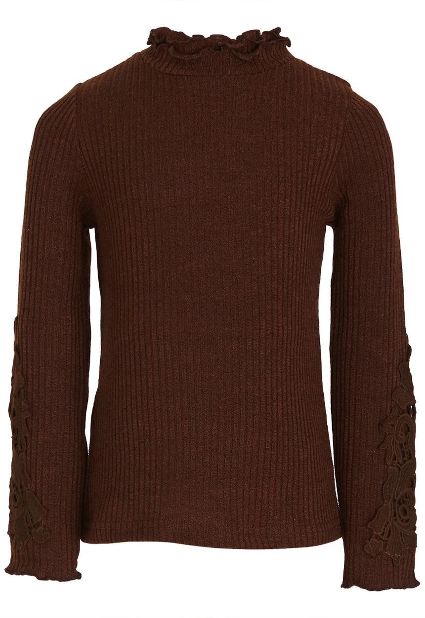 Pop Candy - Frill Detail Top Mid Brown