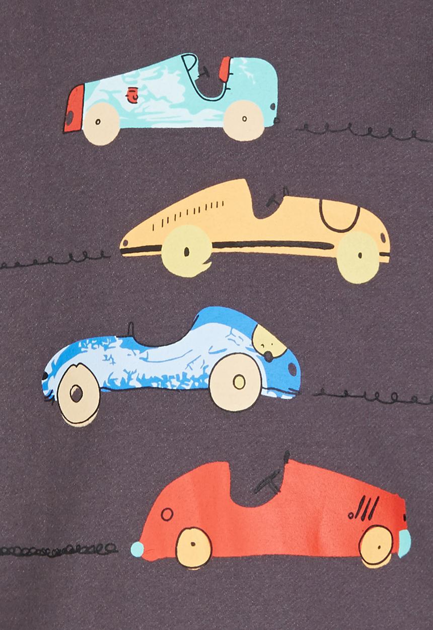Pop Candy - Car Printed Sweater Grey