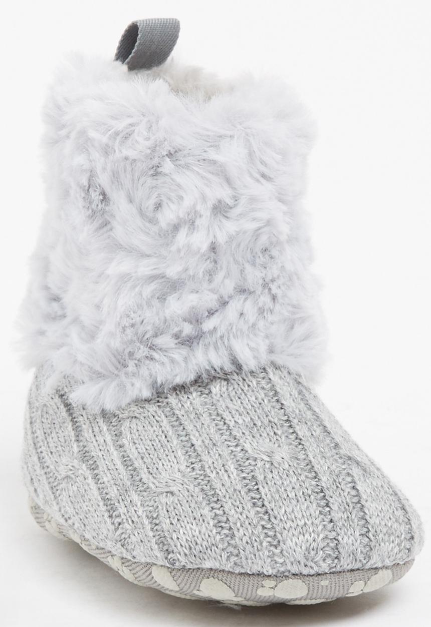 Pop Candy - Knitted Boots With Fur Grey