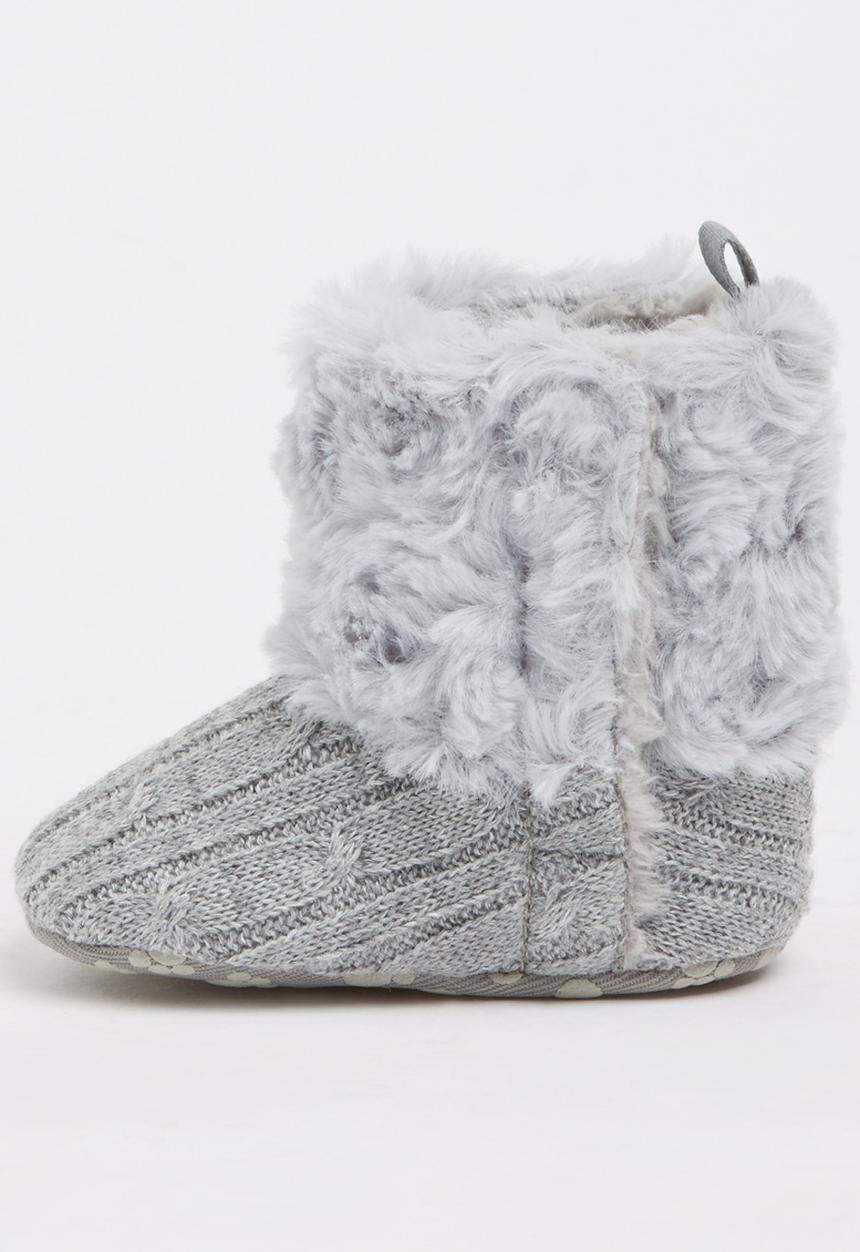 Pop Candy - Knitted Boots With Fur Grey
