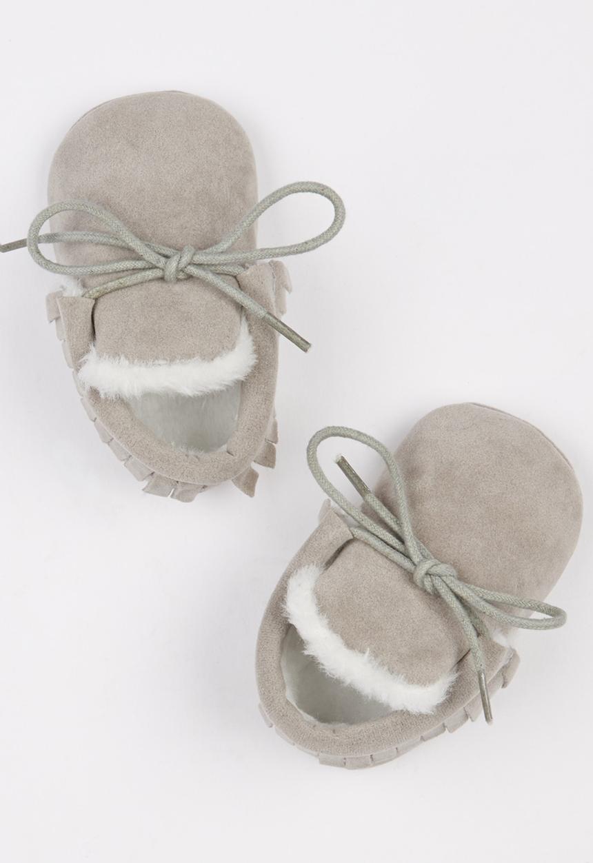 Pop Candy - Fur Lined Moccasins Grey