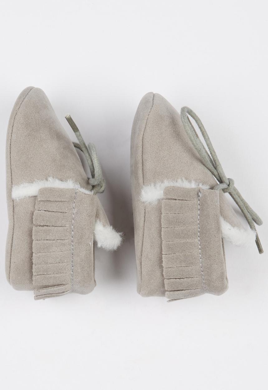 Pop Candy - Fur Lined Moccasins Grey