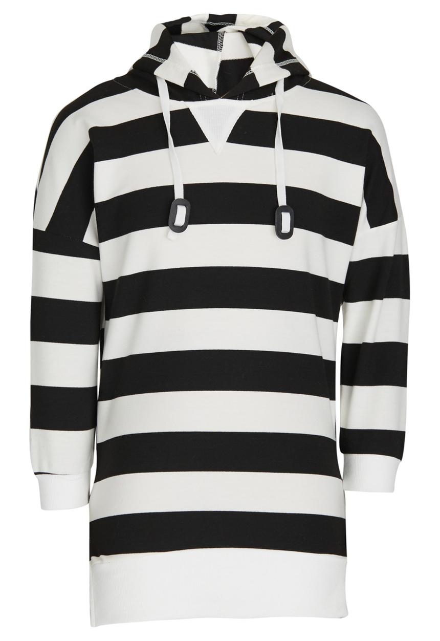 Pop Candy - Hooded Dress Black and White