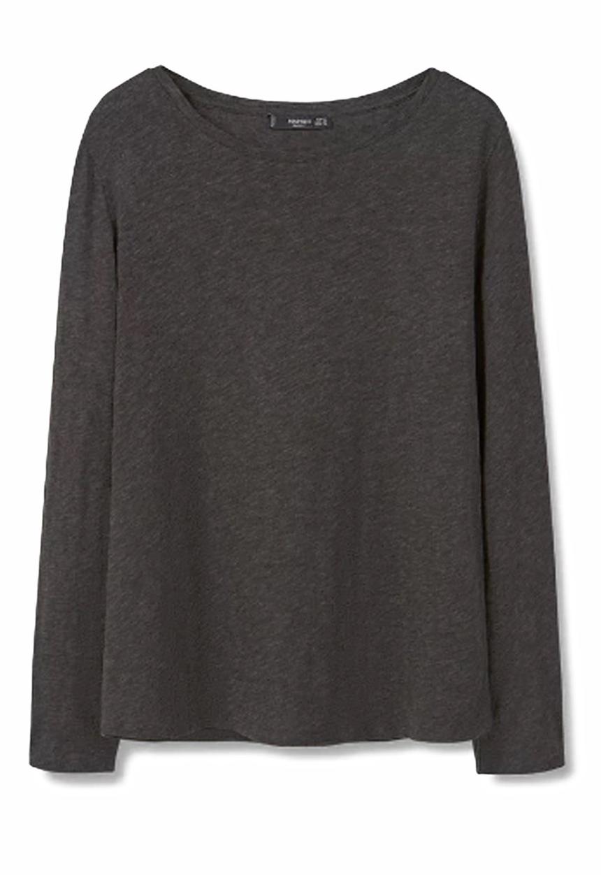 MANGO - Flecked Long Sleeve T-shirt Grey