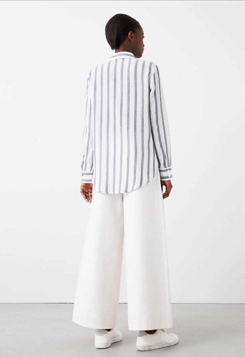MANGO - Striped Shirt Blue and White