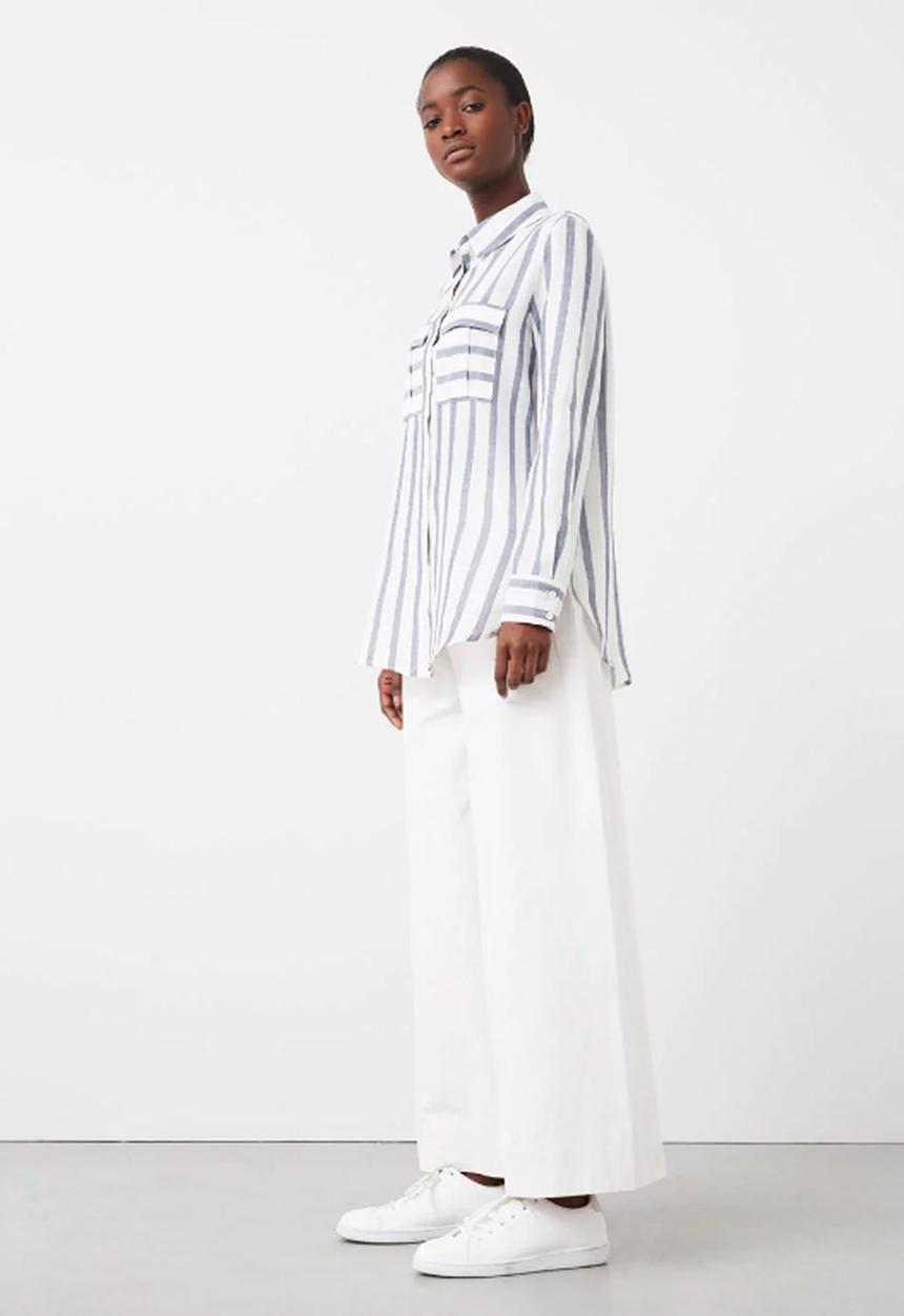 MANGO - Striped Shirt Blue and White