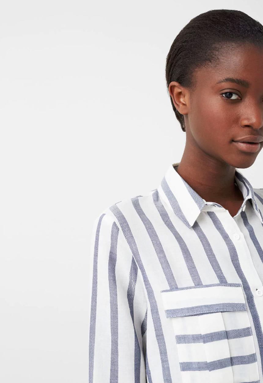 MANGO - Striped Shirt Blue and White