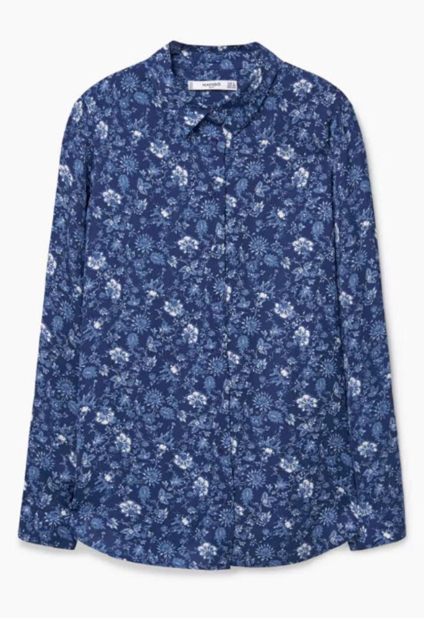 MANGO - Floral Print Shirt Blue