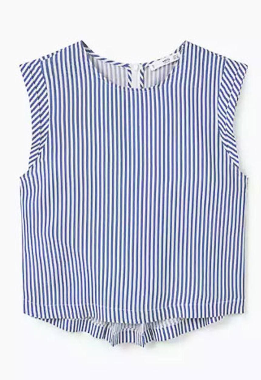 MANGO - Striped Sleeveless Top Blue and White