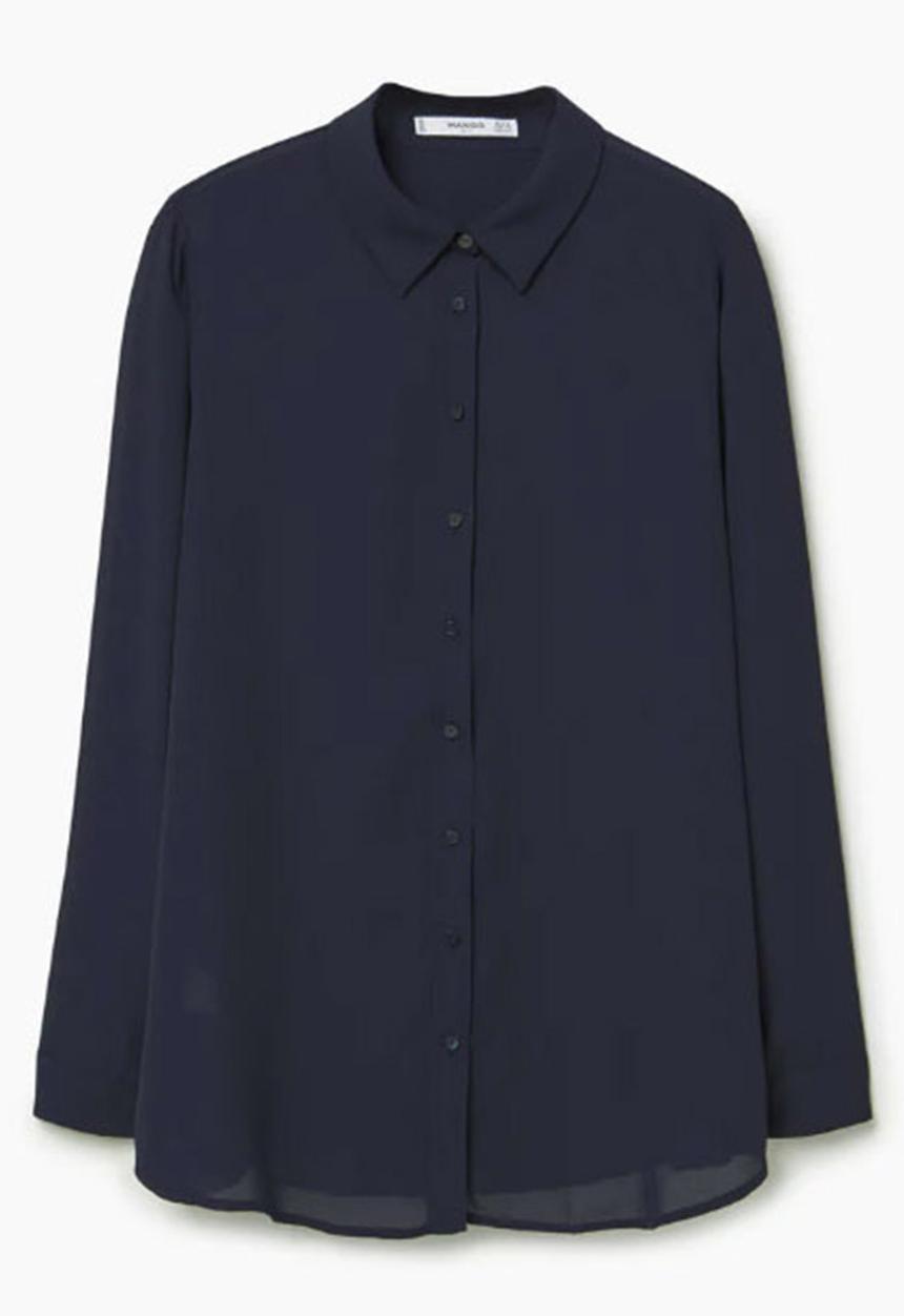 MANGO - Flowy Long Sleeve Shirt Navy