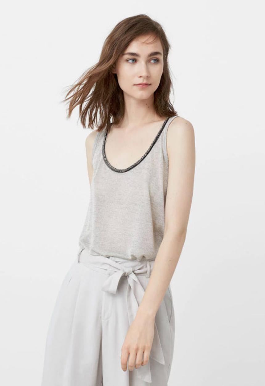 MANGO - Bead Detail Tank Grey