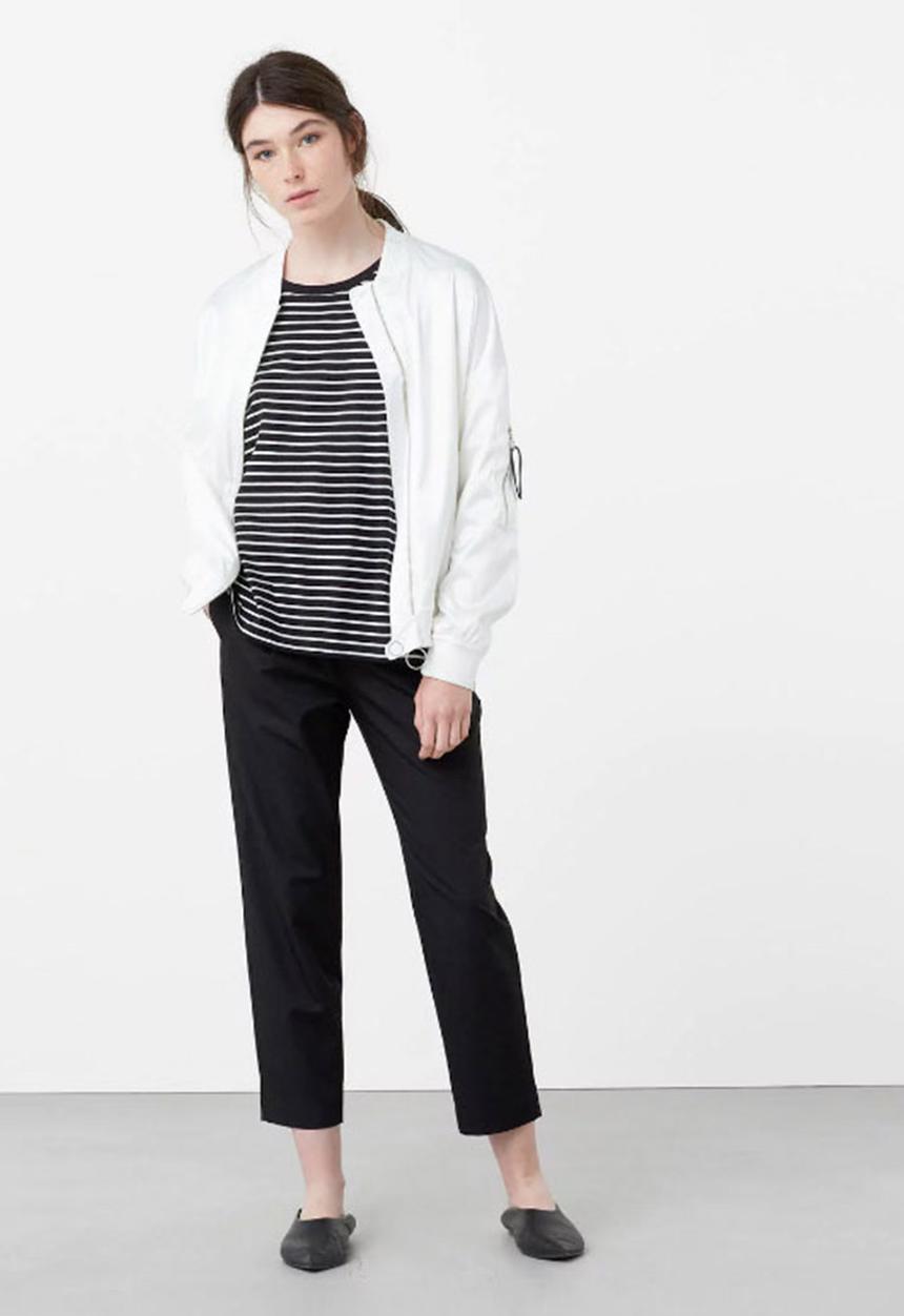 MANGO - Striped Cap Sleeve T-shirt Black and White