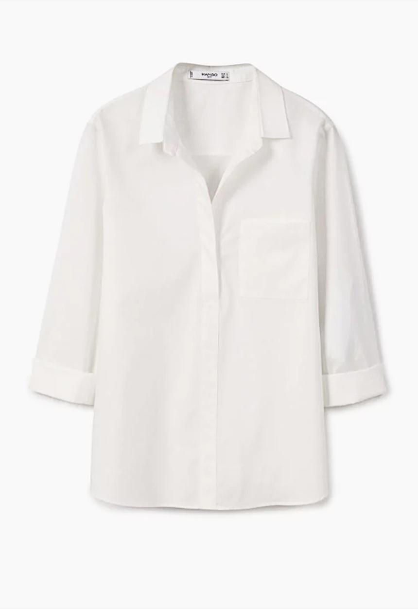 MANGO - Roll-up Sleeve Shirt White