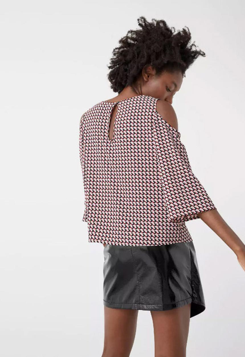 MANGO - Cut-out Shoulder Blouse Mid Pink