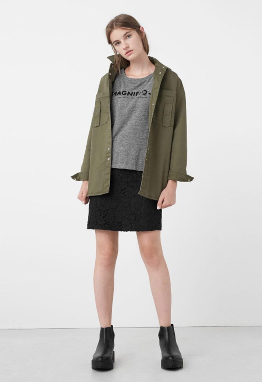 MANGO - Sequined Detail T-shirt Dark Grey