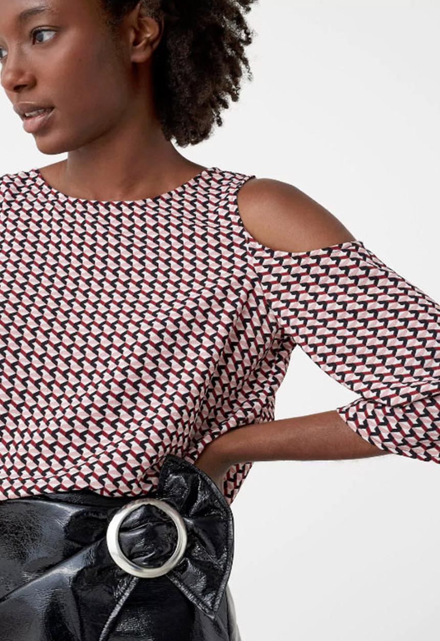 MANGO - Cut-out Shoulder Blouse Mid Pink