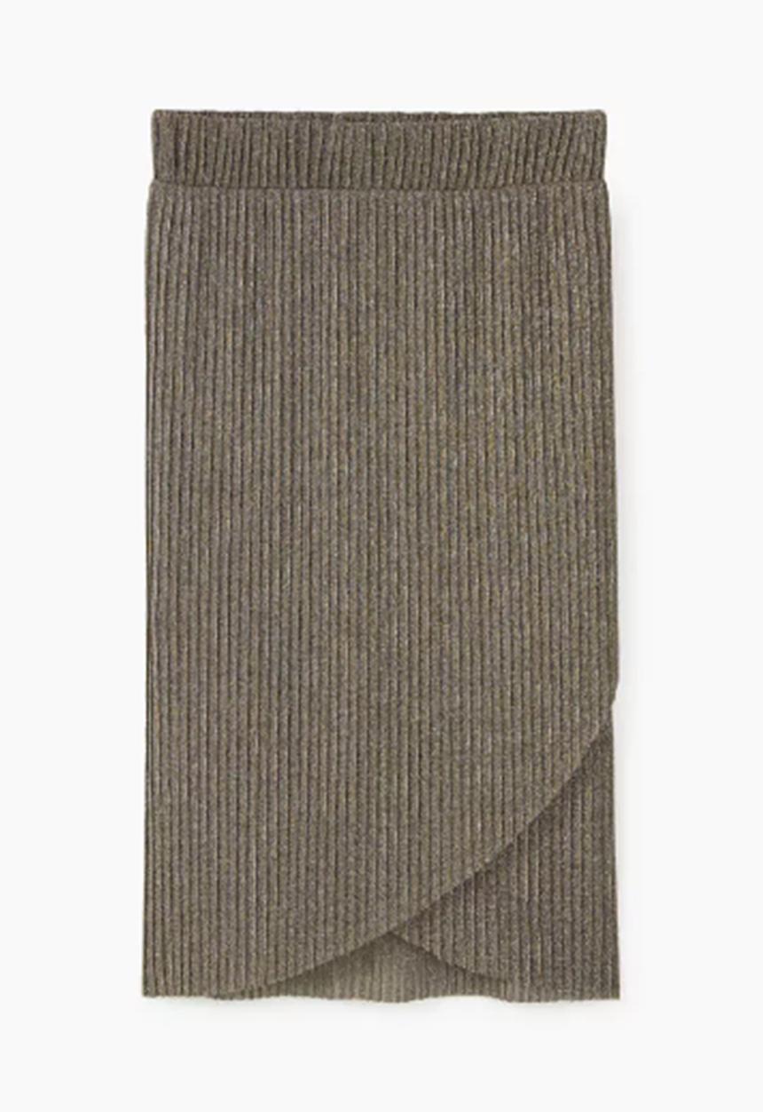 MANGO - Pleated Wrap Detail Midi Skirt Metallic