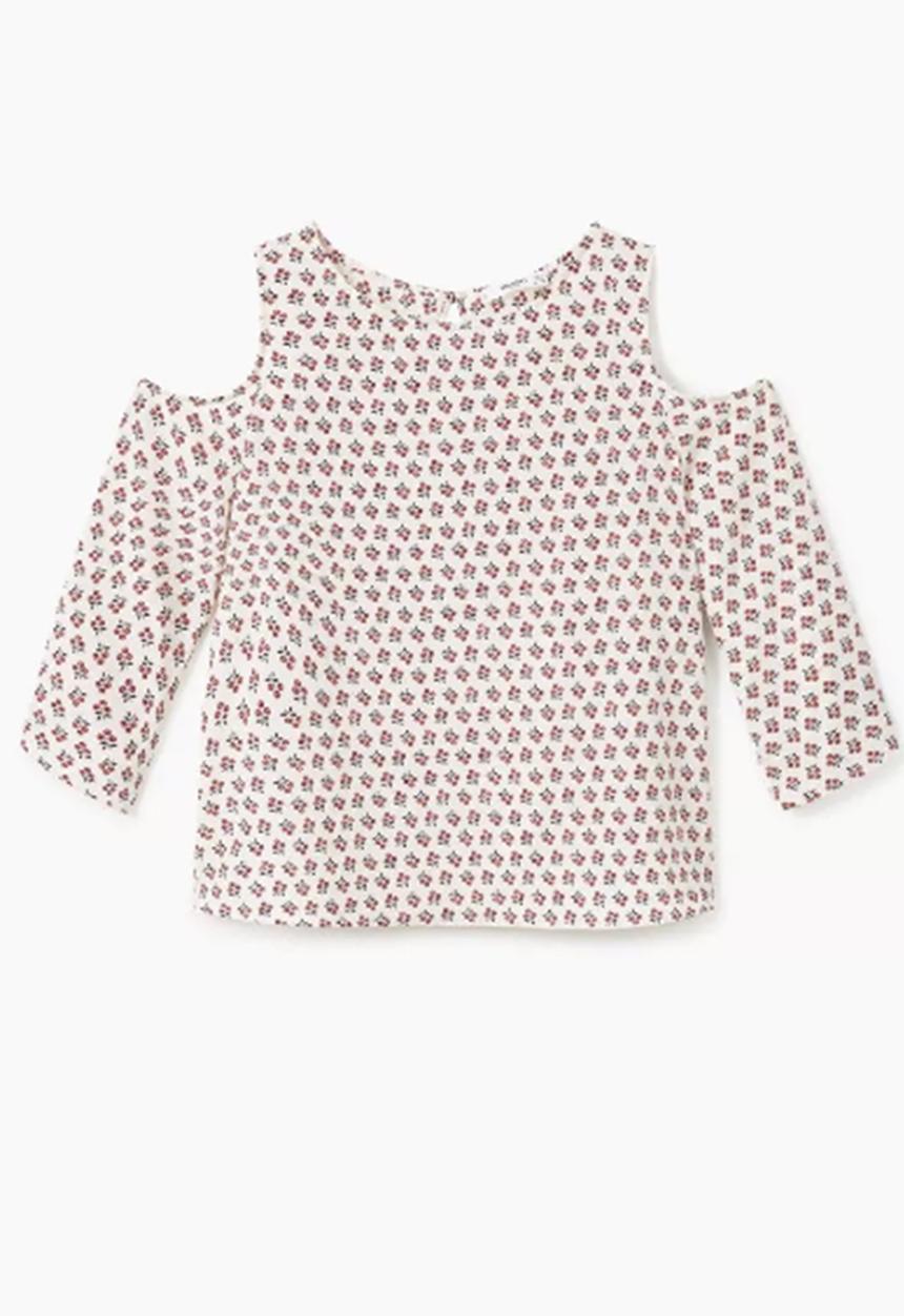 MANGO - Cut-out Shoulder Blouse Off White