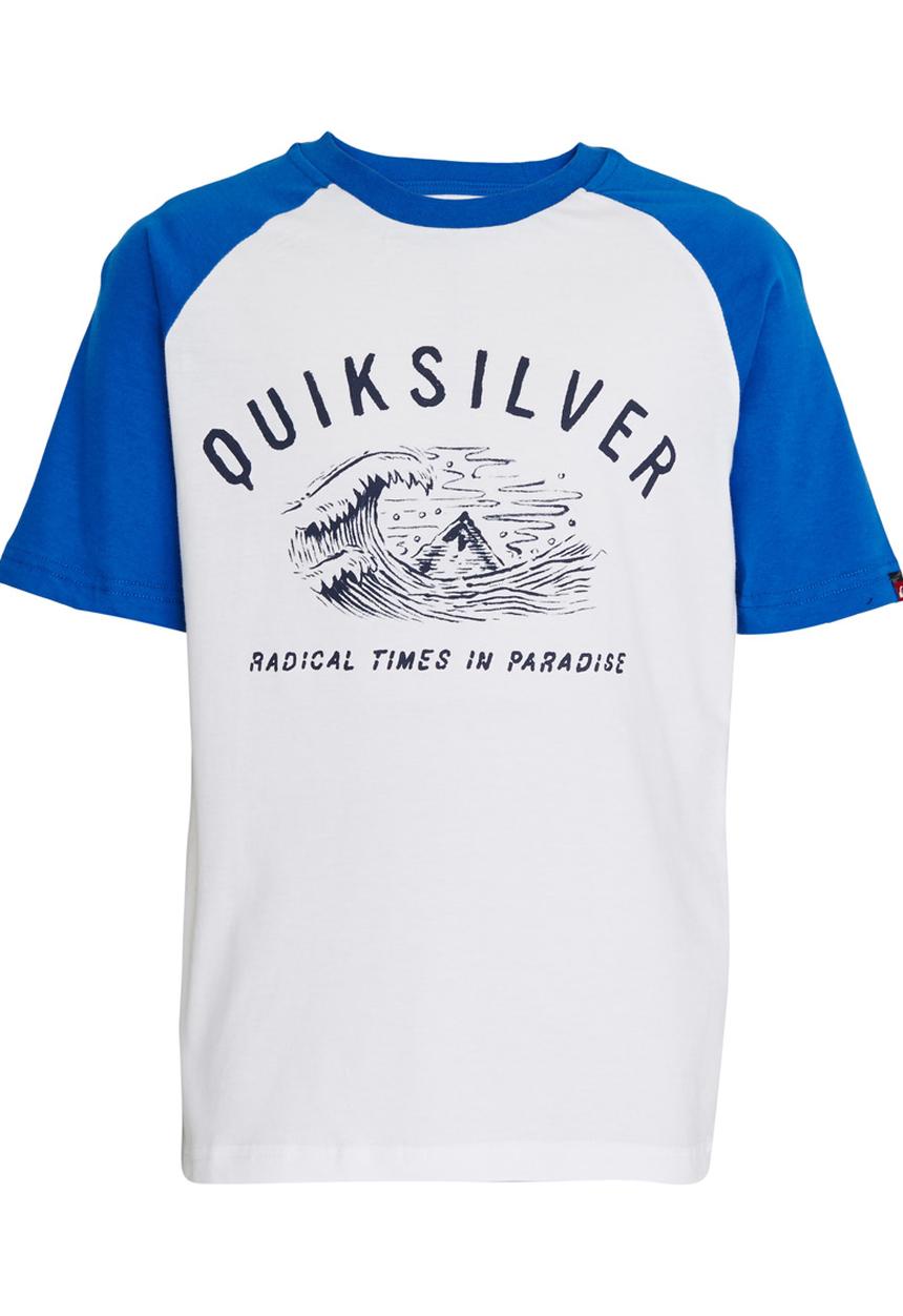 Quiksilver - Car Trouble Boys Tee Blue and White