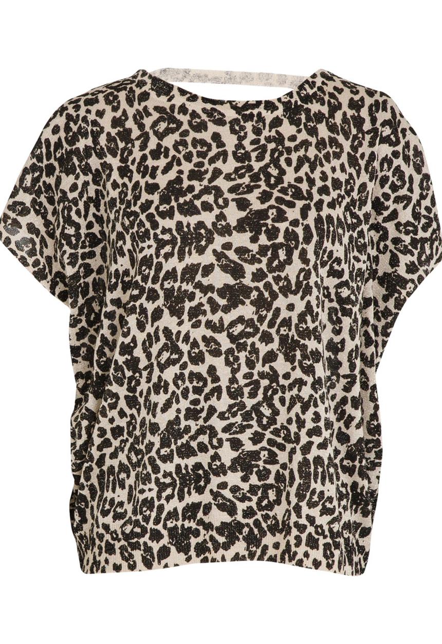 edit - Animal Print Knit Top Brown