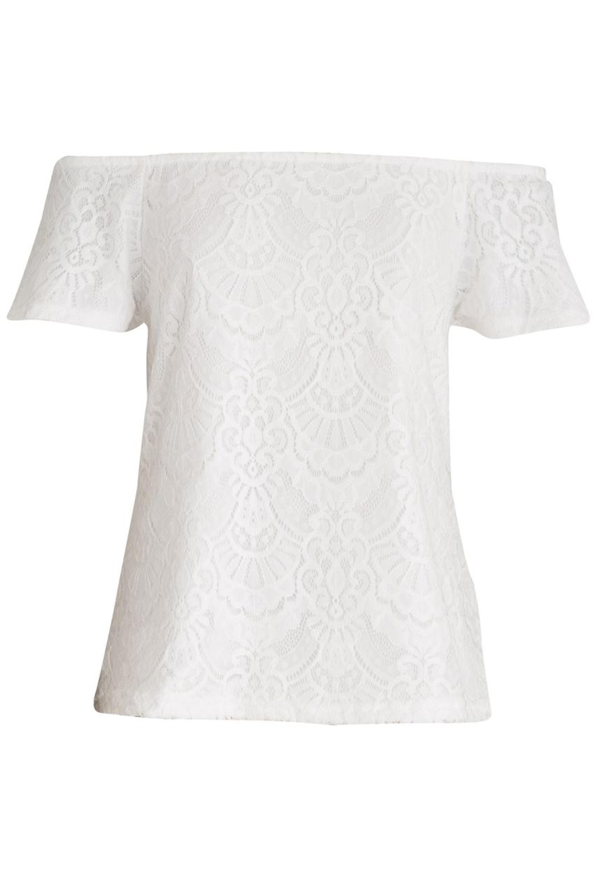 edit - Short Sleeve Off the Shoulder Lace Top White