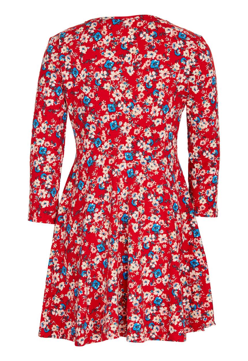 Rebel Republic - 3/4 Fit & Flare Dress Red