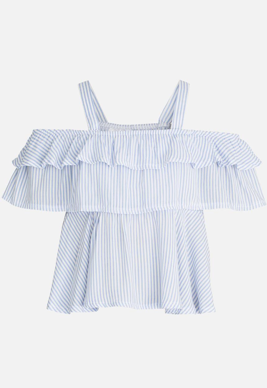 Rebel Republic - Ruffle Cold Shoulder Top Blue