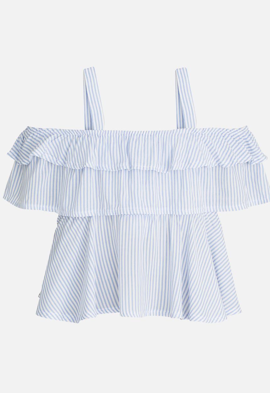 Rebel Republic - Ruffle Cold Shoulder Top Blue
