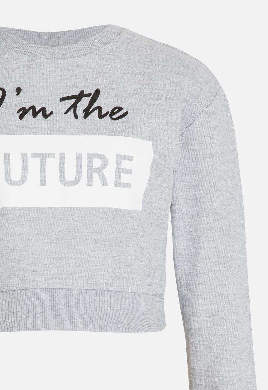 Rebel Republic - Printed Sweat Top Grey Melange