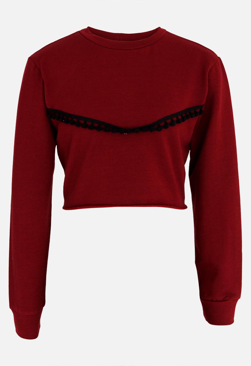 Rebel Republic - Frill Detail Sweater Burgundy