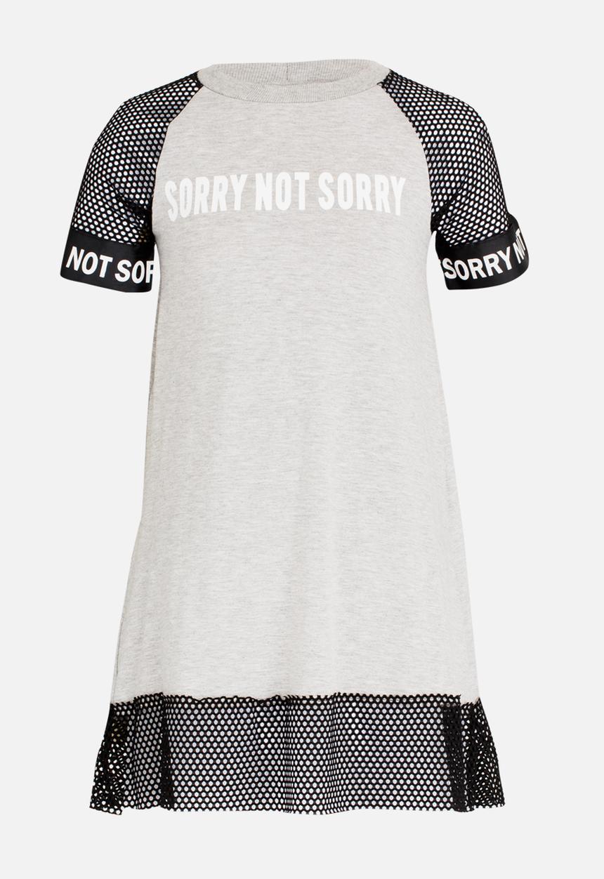 Rebel Republic - Mesh Combo Dress with Print Grey