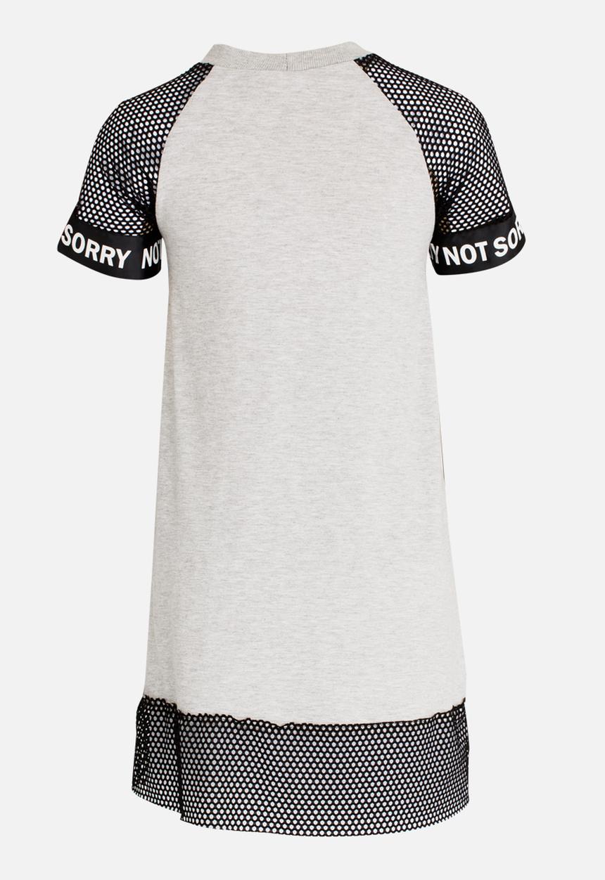Rebel Republic - Mesh Combo Dress with Print Grey