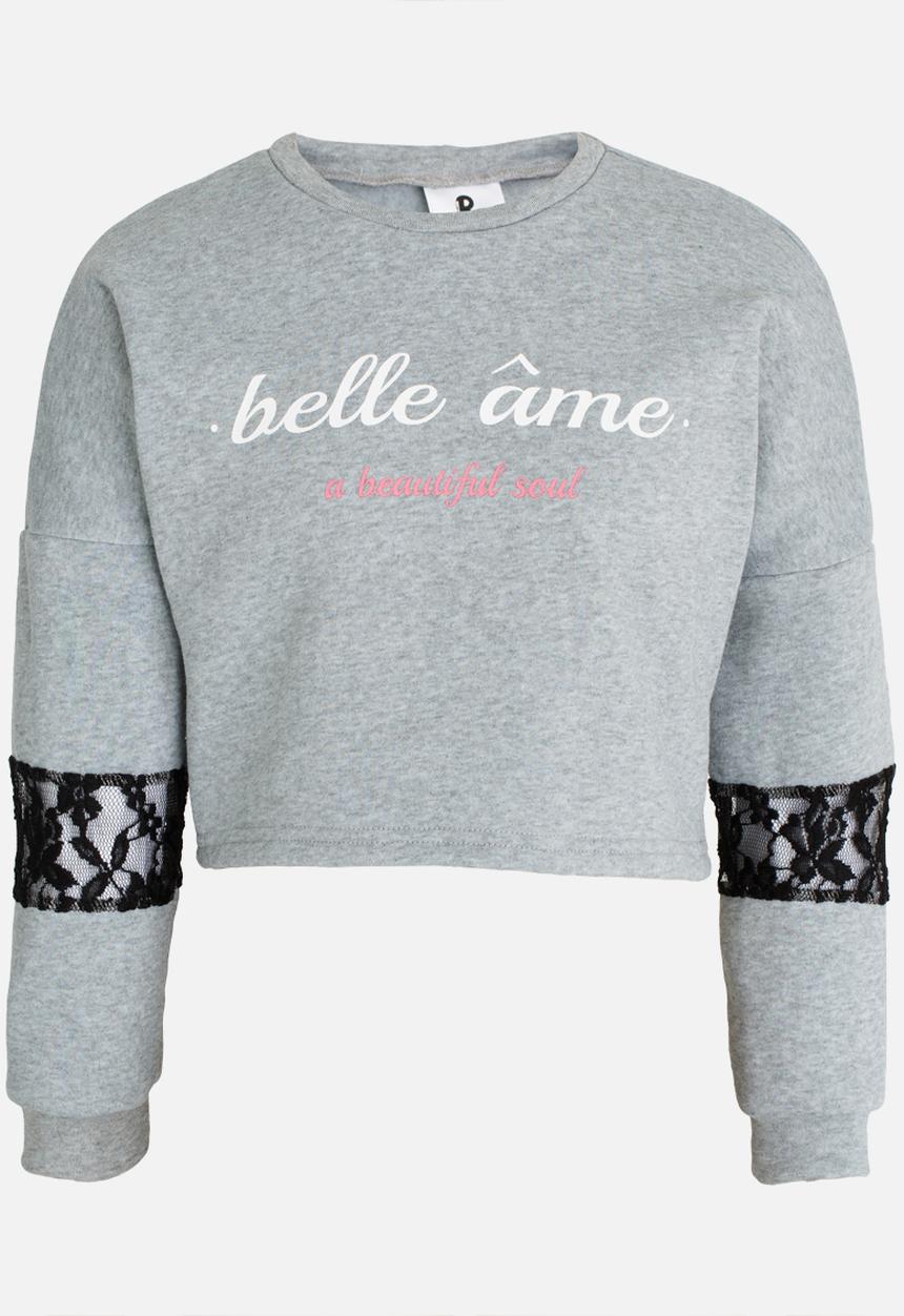 Rebel Republic - Sweater with Lace Insert Grey Melange