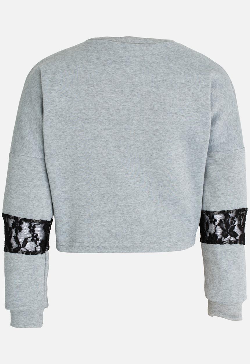 Rebel Republic - Sweater with Lace Insert Grey Melange