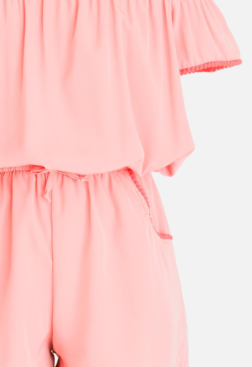 Rebel Republic - Bardot Playsuit Pale Pink