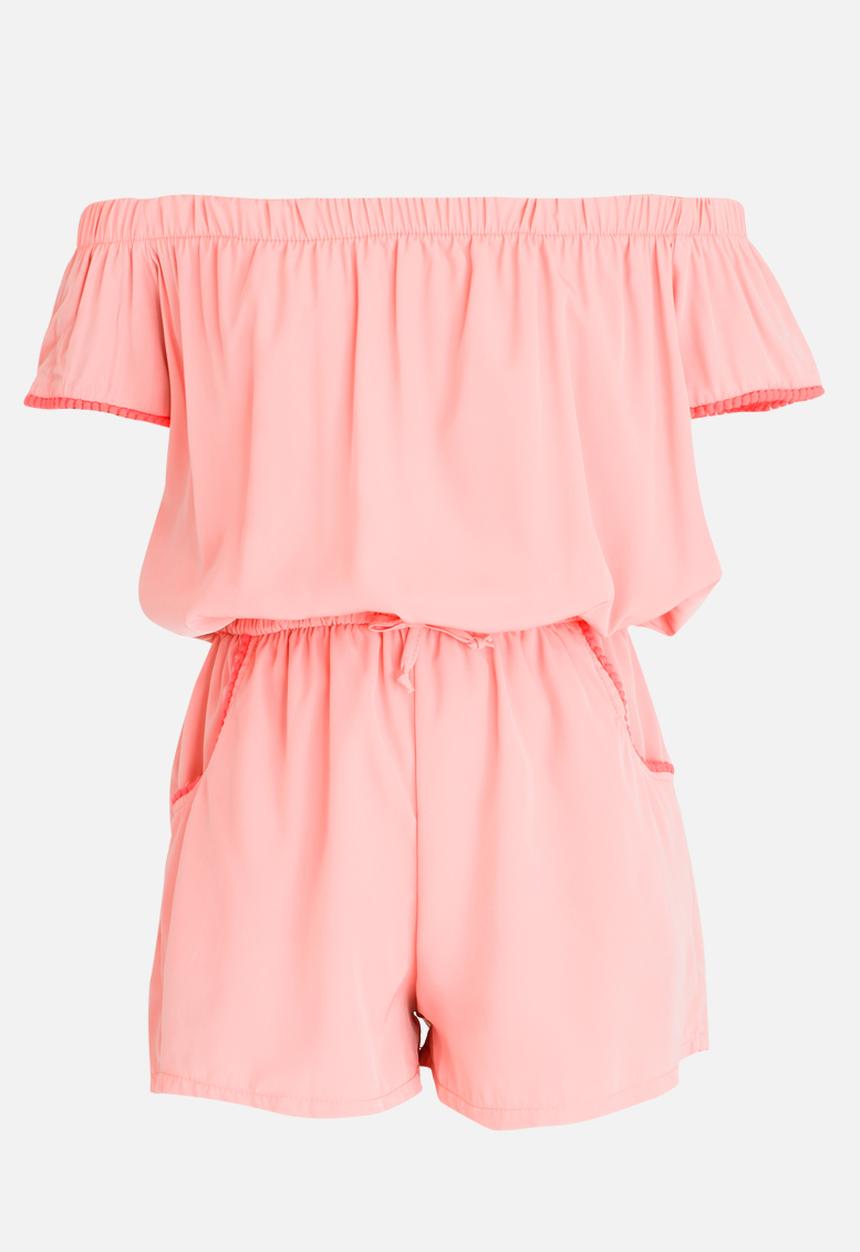 Rebel Republic - Bardot Playsuit Pale Pink