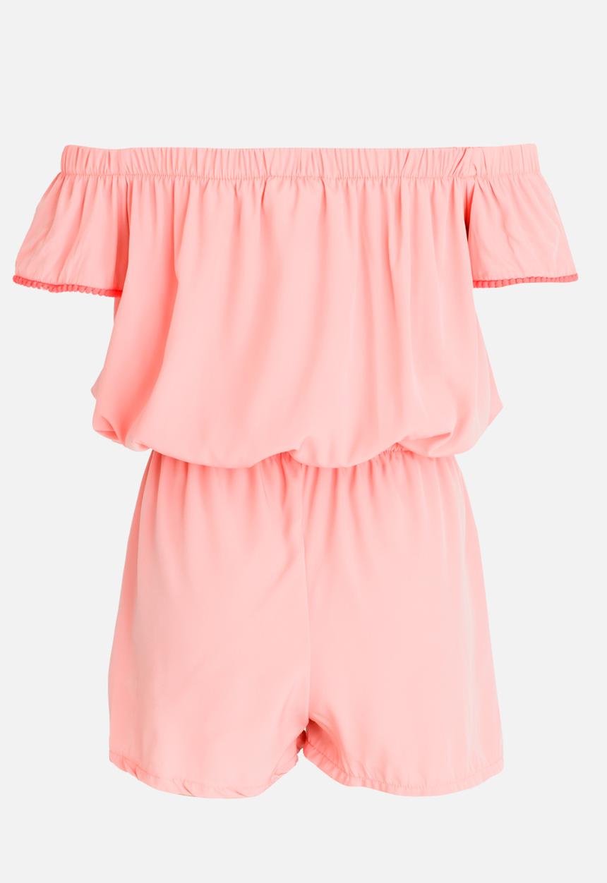 Rebel Republic - Bardot Playsuit Pale Pink