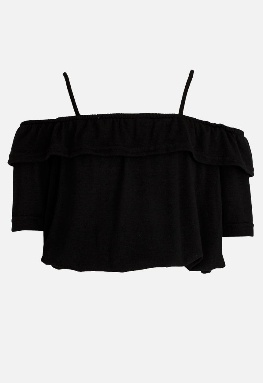 Rebel Republic - Bardot Jersey Top Black