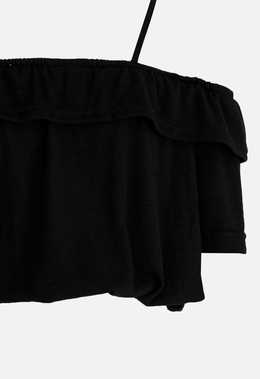 Rebel Republic - Bardot Jersey Top Black