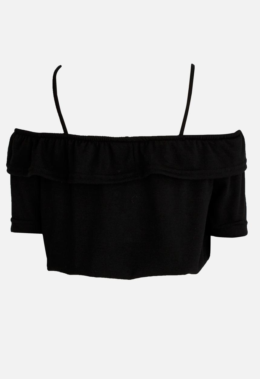 Rebel Republic - Bardot Jersey Top Black