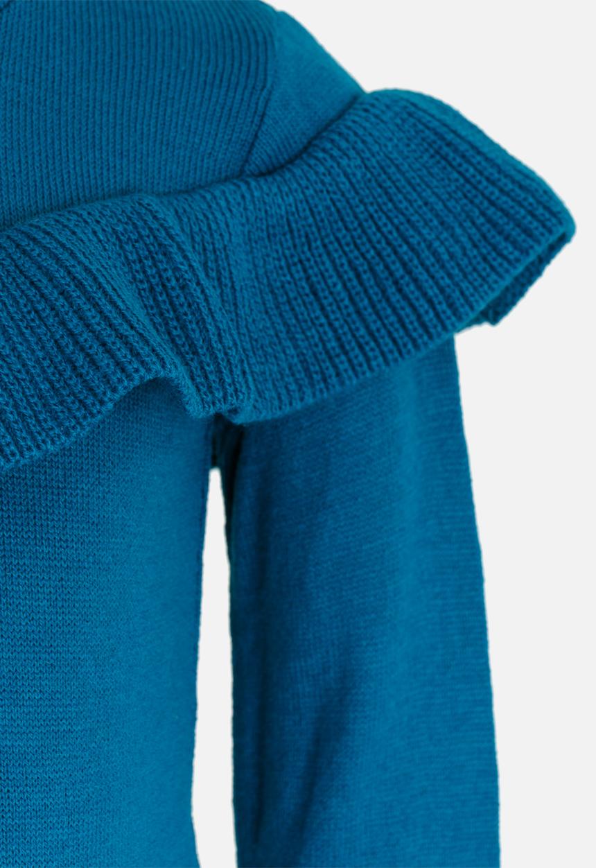 See-Saw - Pullover Jersey with Frill Turquoise