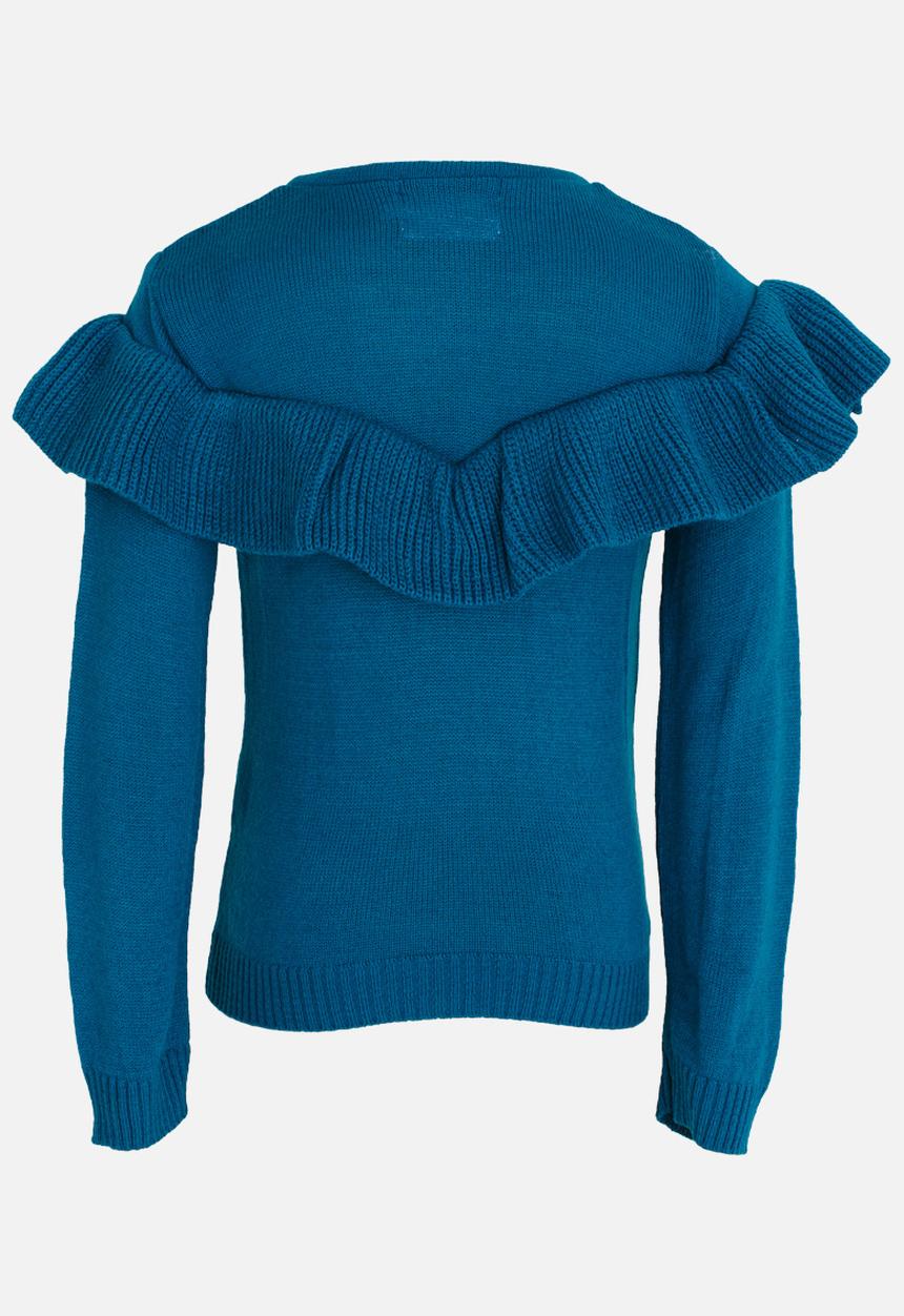 See-Saw - Pullover Jersey with Frill Turquoise