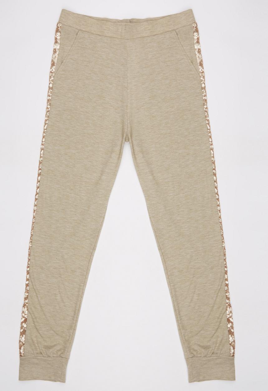 Rebel Republic - Joggers with Sequin Inset Mid Brown