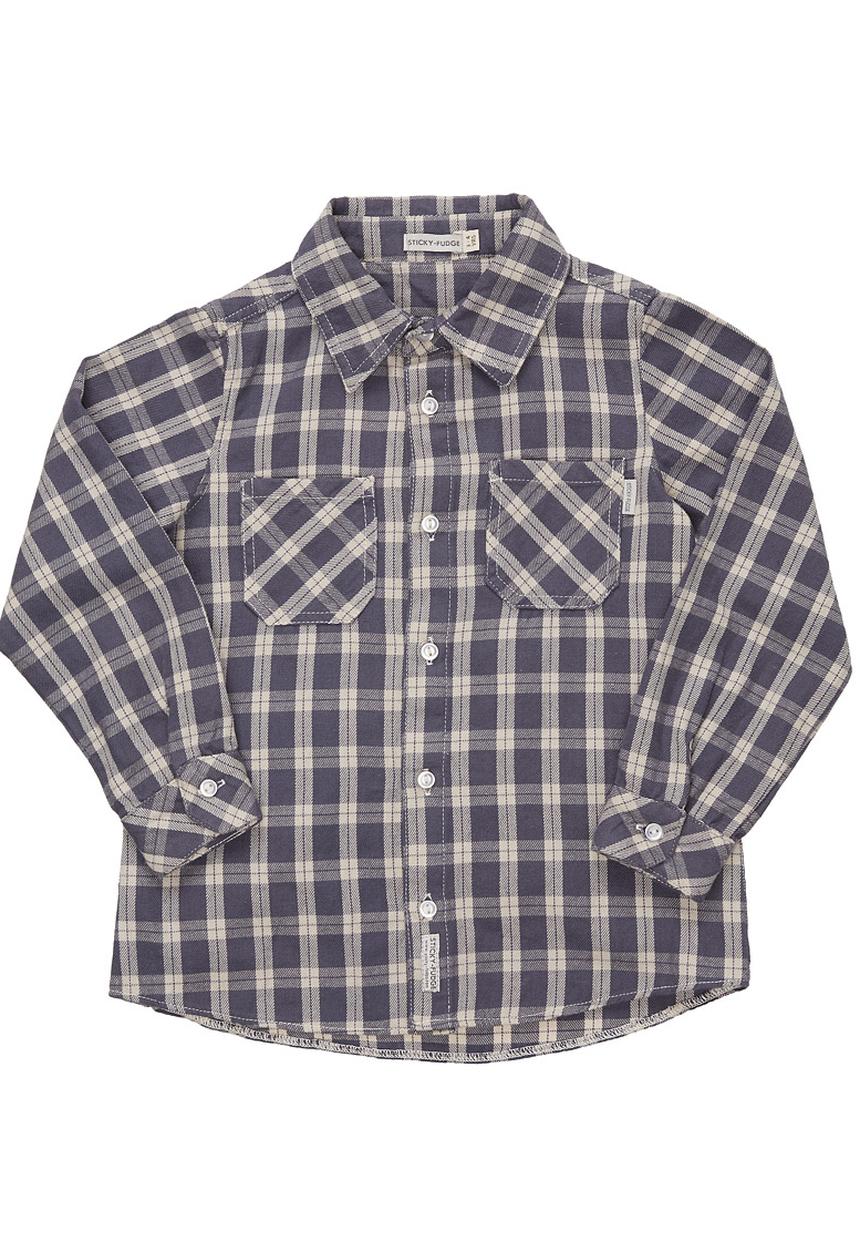 Sticky Fudge - Checked shirt with two front pockets Blue/White