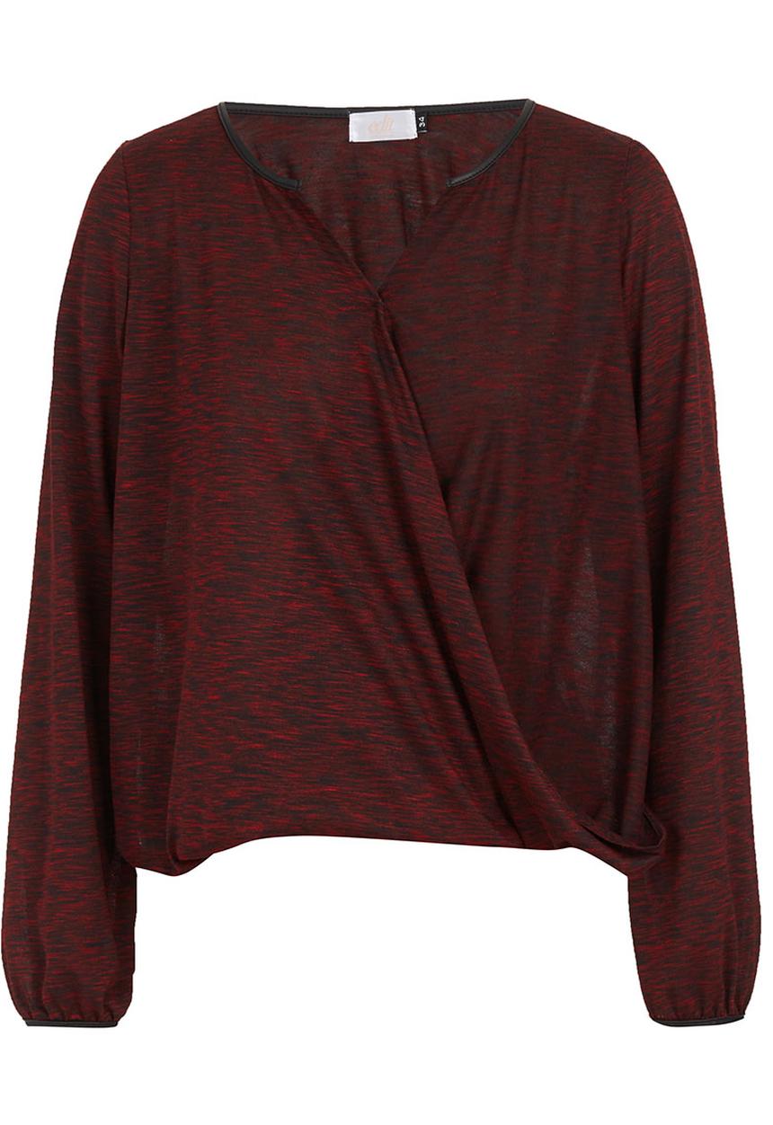 edit - Cross-over pleather trim top Red