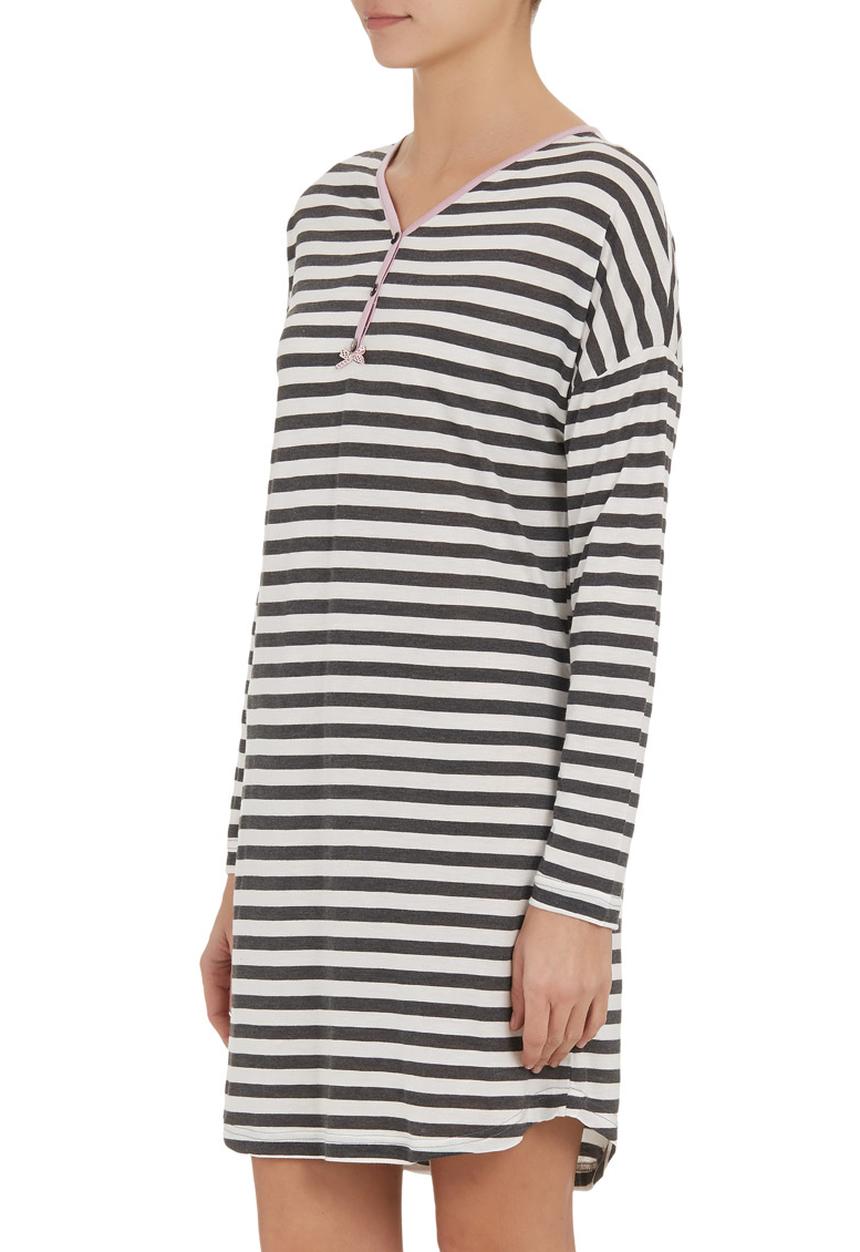 edge - Long-sleeve nightie with loop button binding Grey (dark grey)