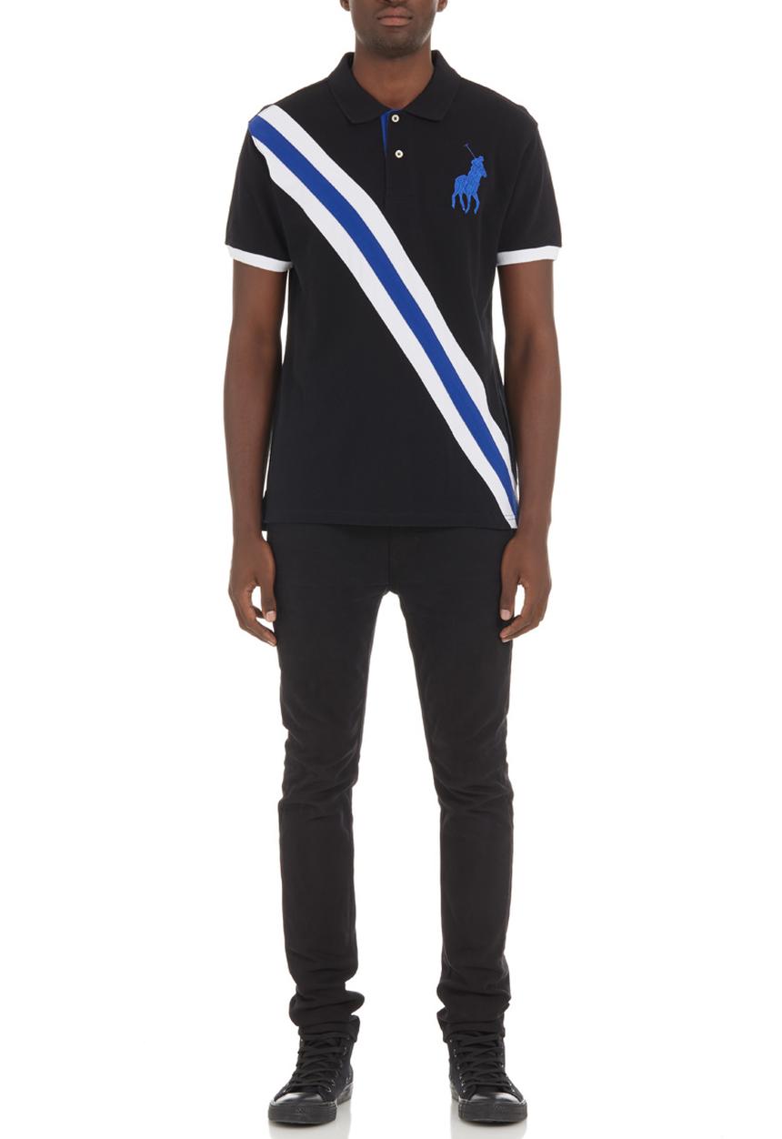 POLO - Diagonal stripe polo shirt Black
