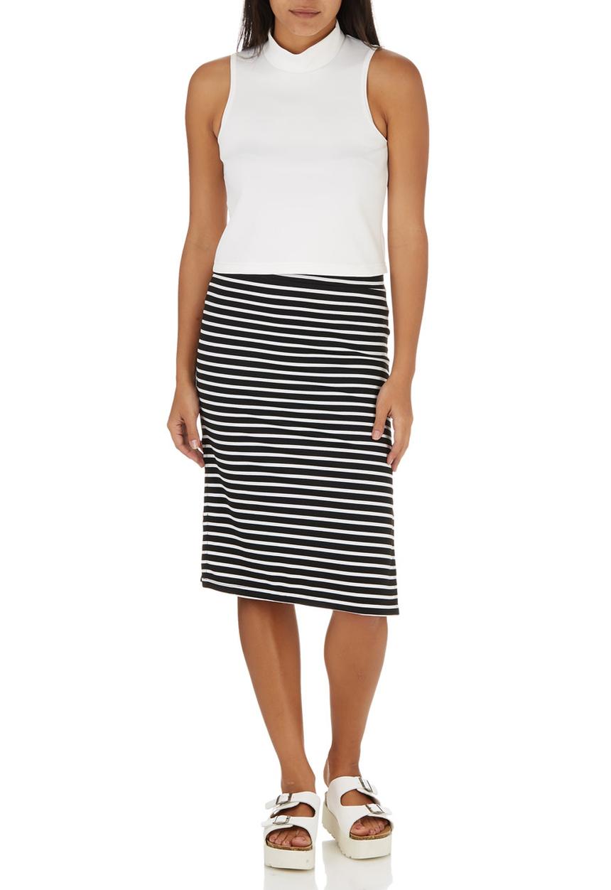 c(inch) - Slit Midi Skirt Black and White