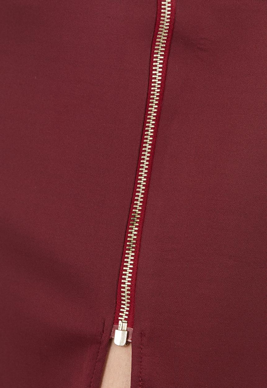 c(inch) - Midi Skirt with Zip Detail Dark Red Dark Red