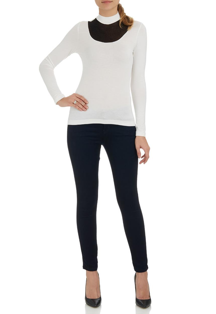 STYLE REPUBLIC - High-neck Inset T-shirt Milk